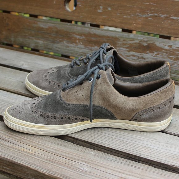 Paul Smith Sneaker Gray Tan Olive Suede Wingtip - Picture 7 of 16
